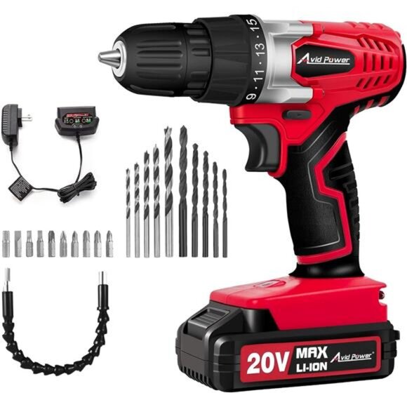 20V MAX Lithium lon Cordless Drill Set, Power Drill Kit with Battery and Charger - Picture 1 of 7
